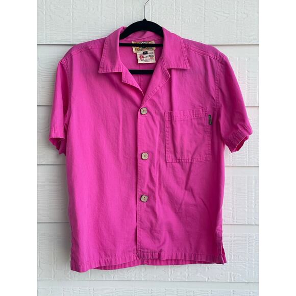 Gene Ewing BIS Pink Wrinkled Denim button up shirt 100% Cotton SM VTG - Picture 1 of 10